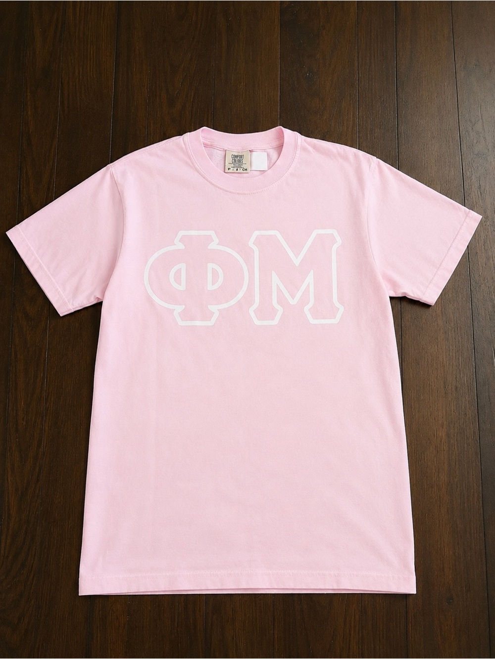 Comfort Colors Pink Phi Mu Greek Letter Crew Tee Small NEW